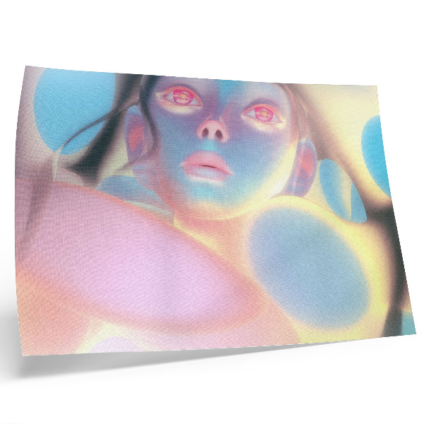Poster retro Portret abstract cu forme colorate