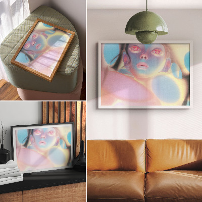 Poster retro Portret abstract cu forme colorate