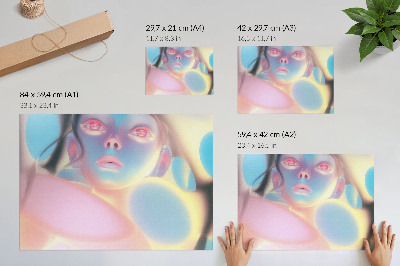 Poster retro Portret abstract cu forme colorate