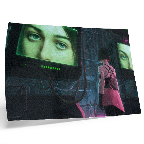 Poster Interacțiunea cu o imagine digitală a unei femei