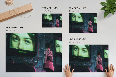 Poster Interacțiunea cu o imagine digitală a unei femei