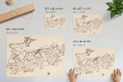 Poster retro Pârâu de munte (1917) de Egon Schiele – desen liniar din colecția muzeului MET