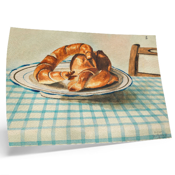 Poster pentru perete Natură statică cu o farfurie cu tort de Egon Schiele