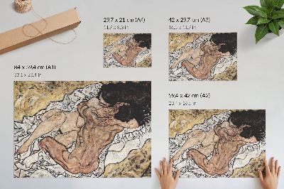 Poster retro Îmbrățișarea (1917) de Egon Schiele