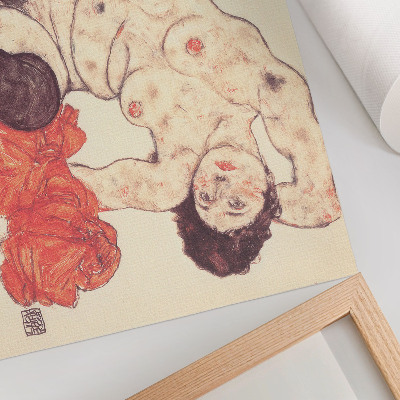 Poster Nud feminin cu un prosop galben (1917) de Egon Schiele