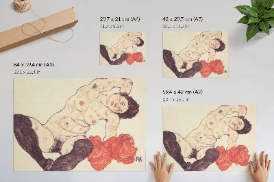 Poster Nud feminin cu un prosop galben (1917) de Egon Schiele