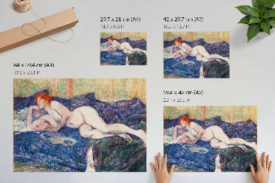 Poster pentru perete Femeie goală care arată sânii, artă erotică vintage de Henri de Toulouse-Lautrec