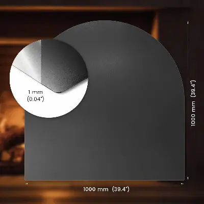Placă de protecție sub sobă semi-ovală din metal negru