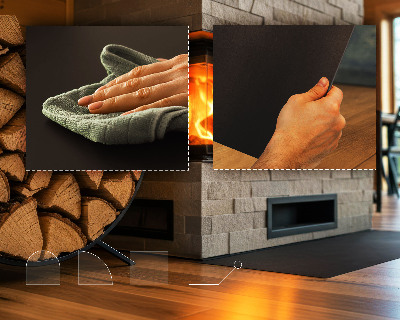 Protecție sub sobă semi-ovală neagră din metal