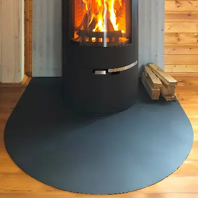 Placă de protecție sub sobă semi-ovală din metal negru