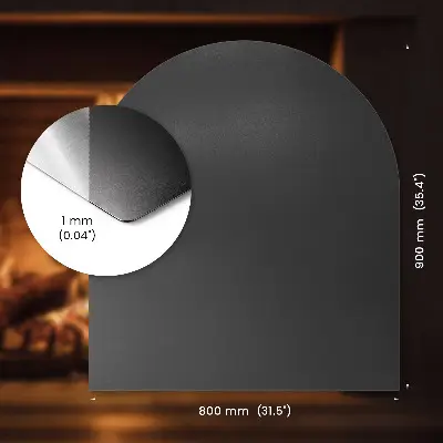 Placă de protecție sub sobă semi-ovală din metal negru