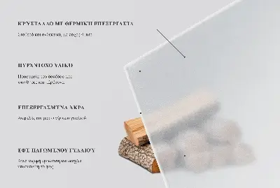 Sticlă securizată de protecție sub sobă cu formă semiovală și aspect semitransparent
