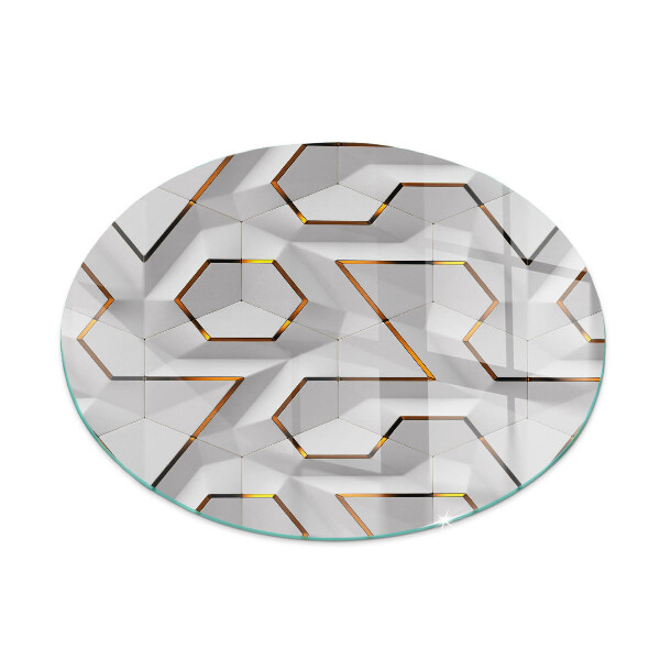 Protecție sub sobă rotundă Geometrický 3D vzor
