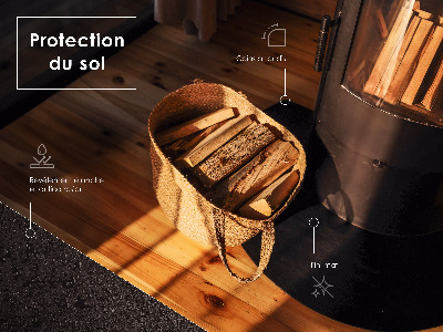 Protecție sub sobă dreptunghiulară neagră din metal