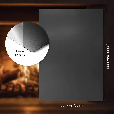 Protecție sub sobă dreptunghiulară din metal negru