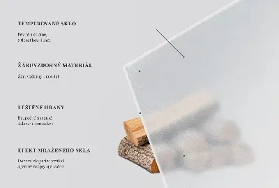Sticlă sub șemineu semitransparentă de formă dreptunghiulară
