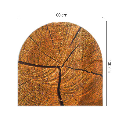 Sticlă sub șemineu semi-oval Fibre de lemn în secțiune transversală