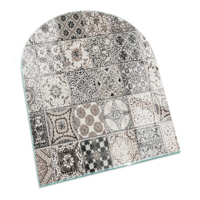 Sticlă sub șemineu semi-oval Modele decorative de plăci