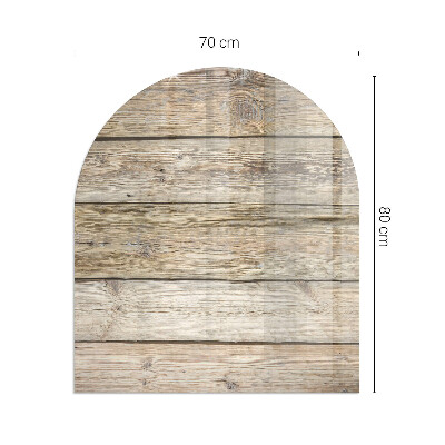Sticlă sub șemineu semi-oval Textură de scândură de lemn