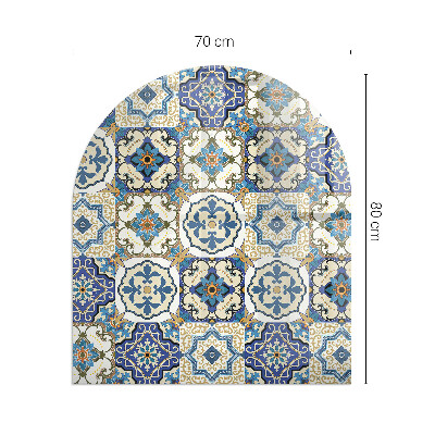 Protecție sub sobă semi-ovală Model mozaic cu flori