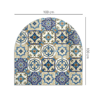 Protecție sub sobă semi-ovală Model mozaic cu flori