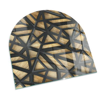 Protecție sub sobă semi-ovală Geometrie cu lemn