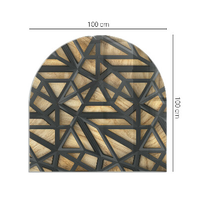 Protecție sub sobă semi-ovală Geometrie cu lemn