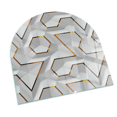 Sticlă sub șemineu semi-oval Model geometric 3D