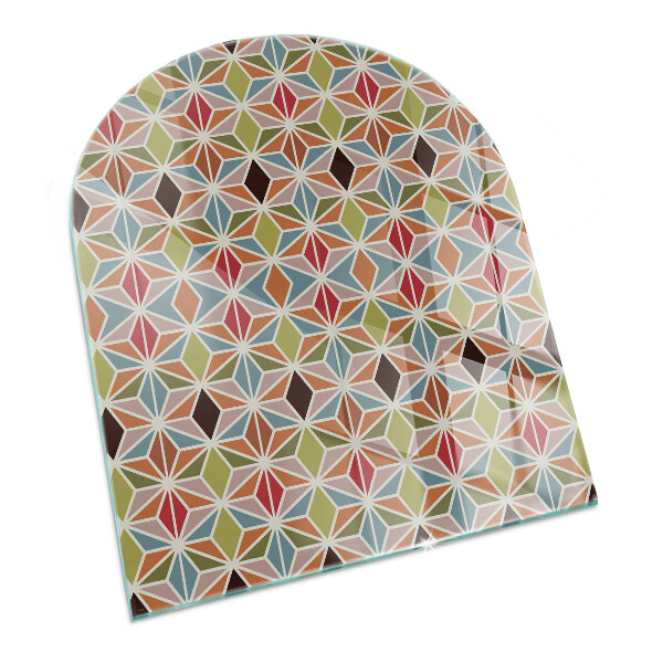Sticlă sub șemineu semi-oval Modele poligonale într-o grilă