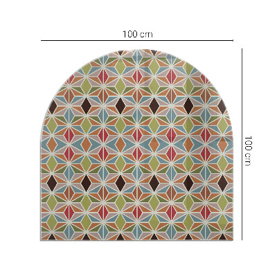 Sticlă sub șemineu semi-oval Modele poligonale într-o grilă