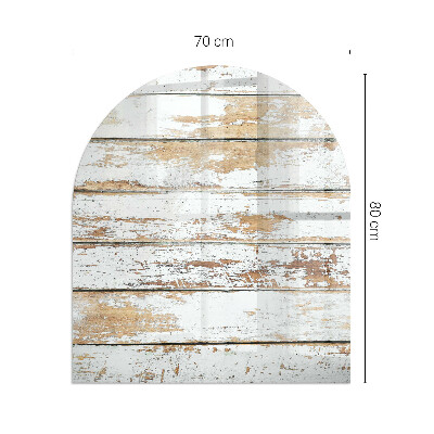 Sticlă sub șemineu semi-oval Placă de lemn deteriorată