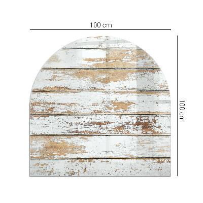 Sticlă sub șemineu semi-oval Placă de lemn deteriorată