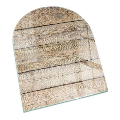 Sticlă sub șemineu semi-oval Scânduri din lemn natural