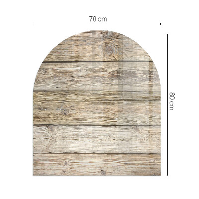 Sticlă sub șemineu semi-oval Scânduri din lemn natural
