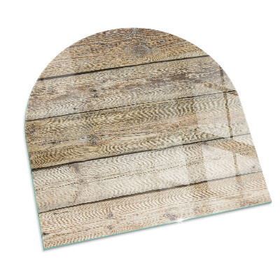 Sticlă sub șemineu semi-oval Scânduri din lemn natural