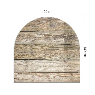 Sticlă sub șemineu semi-oval Scânduri din lemn natural