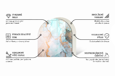 Sticlă sub șemineu semi-oval Model fluid abstract