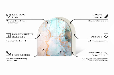Sticlă sub șemineu semi-oval Model fluid abstract