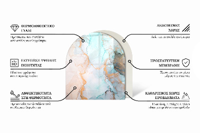 Sticlă sub șemineu semi-oval Model fluid abstract