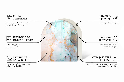 Sticlă sub șemineu semi-oval Model fluid abstract