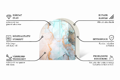 Sticlă sub șemineu semi-oval Model fluid abstract