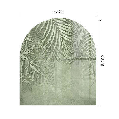 Sticlă sub șemineu semi-oval Frunze tropicale în fundal