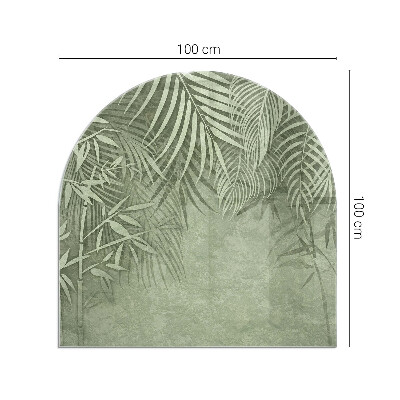 Sticlă sub șemineu semi-oval Frunze tropicale în fundal