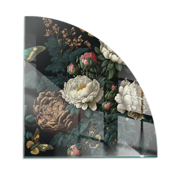 Sticlă sub șemineu trimestru Model floral cu fluturi