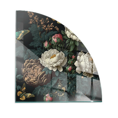 Sticlă sub șemineu trimestru Model floral cu fluturi
