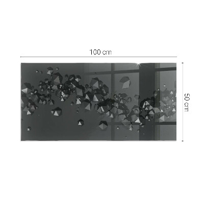 Sticlă sub șemineu dreptunghiular Nor abstract de solide