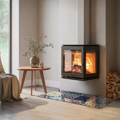 Sticlă sub șemineu dreptunghiular Modele de plăci ceramice