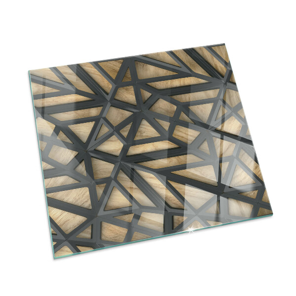 Sticlă sub șemineu dreptunghiular Geometrie cu lemn