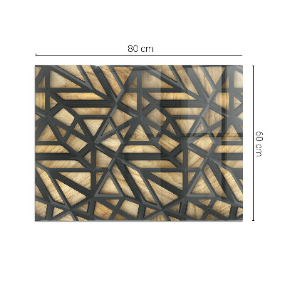 Sticlă sub șemineu dreptunghiular Geometrie cu lemn