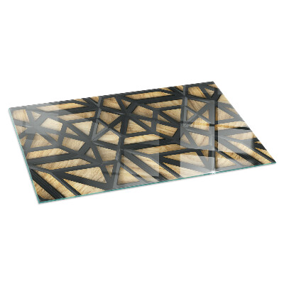 Sticlă sub șemineu dreptunghiular Geometrie cu lemn